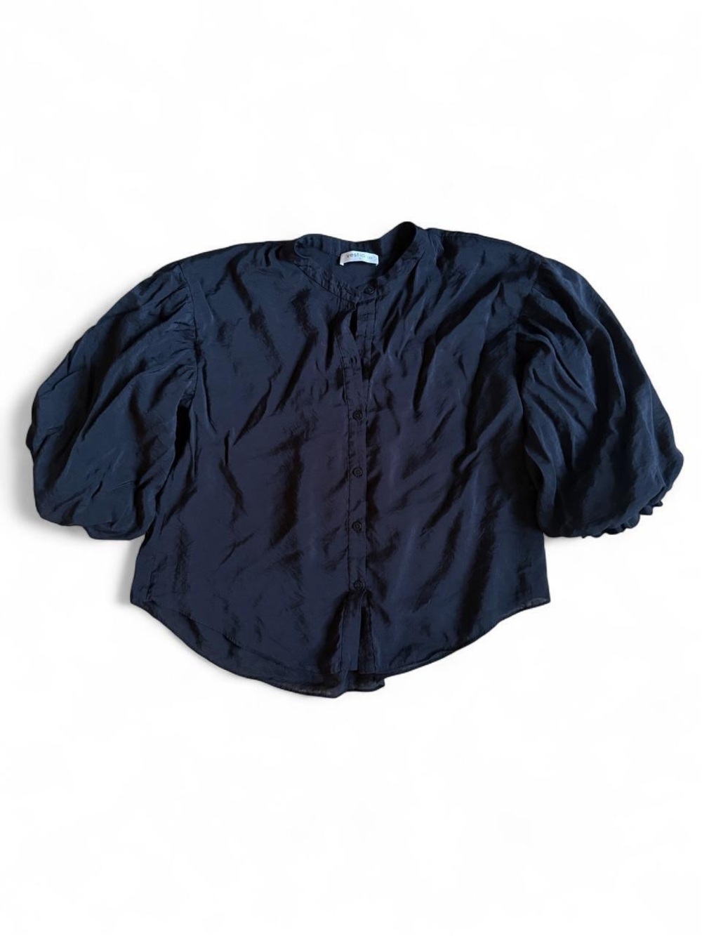 vestique Black Puff Sleeve Button-Down Shirt